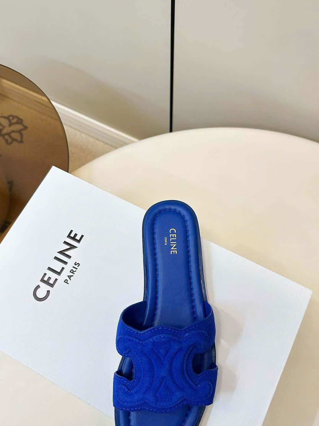 Celine Marina Triomphe Mule in Suede Calfskin - Image 5
