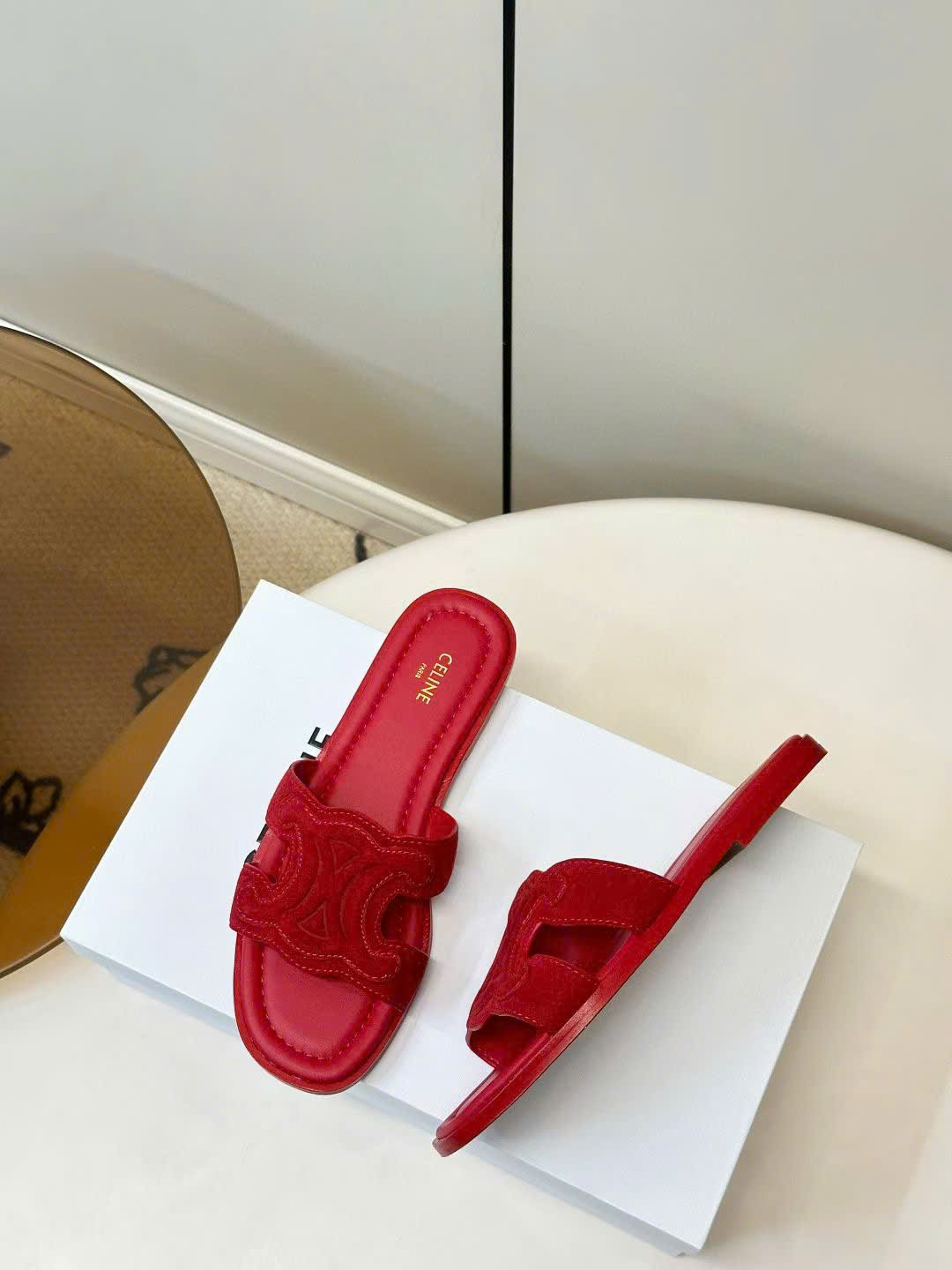 Celine Marina Triomphe Mule in Suede Calfskin - Image 3