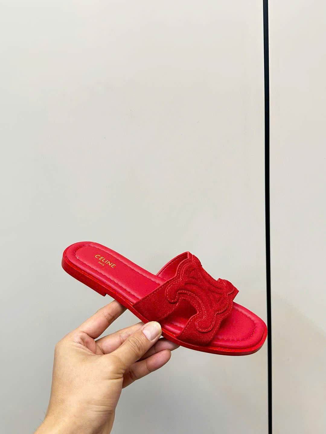 Celine Marina Triomphe Mule in Suede Calfskin - Image 4