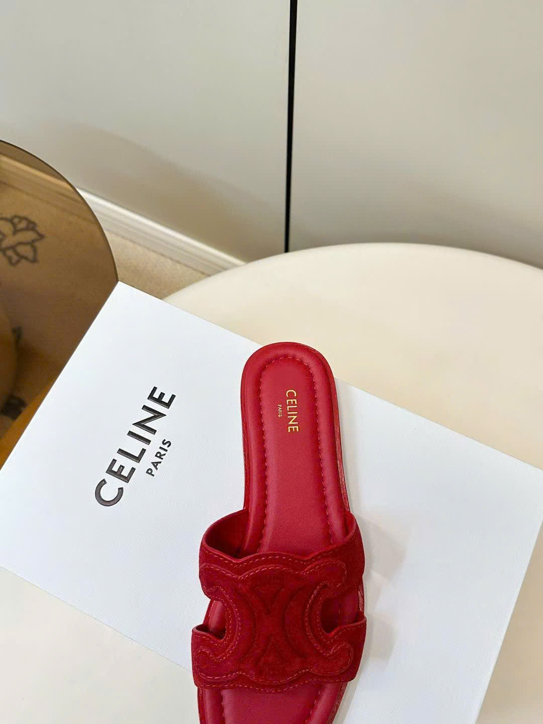 Celine Marina Triomphe Mule in Suede Calfskin - Image 6
