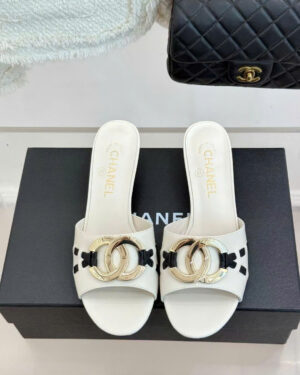 Chanel CC Logo Lambskin Mules