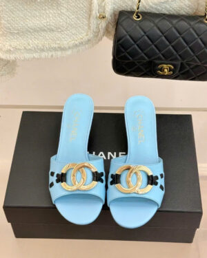 Chanel CC Logo Lambskin Mules