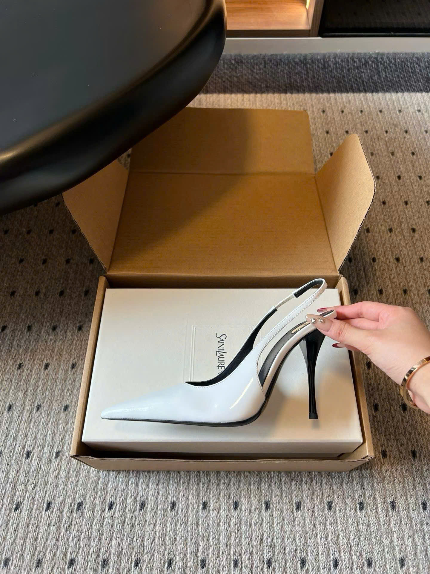 Saint Laurent L'entracte Slingback Pumps Shoes 10cm - Image 6