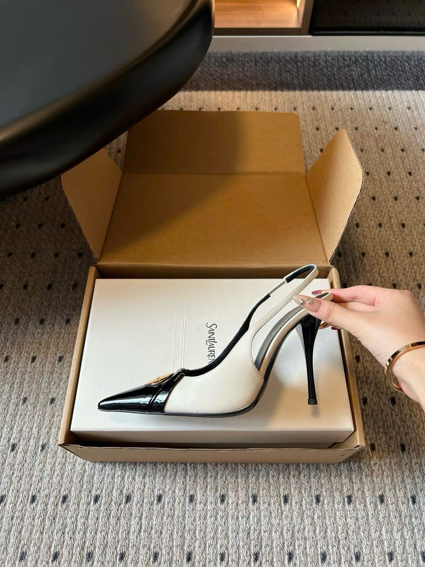 Saint Laurent L'entracte Slingback Pumps Shoes 10cm - Image 6