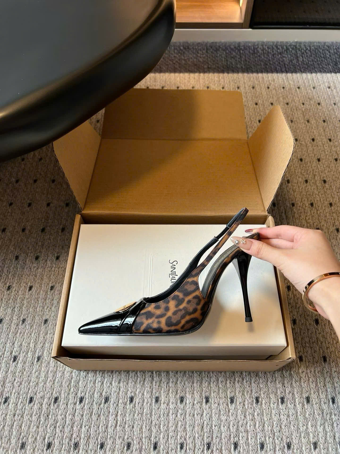 Saint Laurent L'entracte Slingback Pumps Shoes 10cm - Image 6