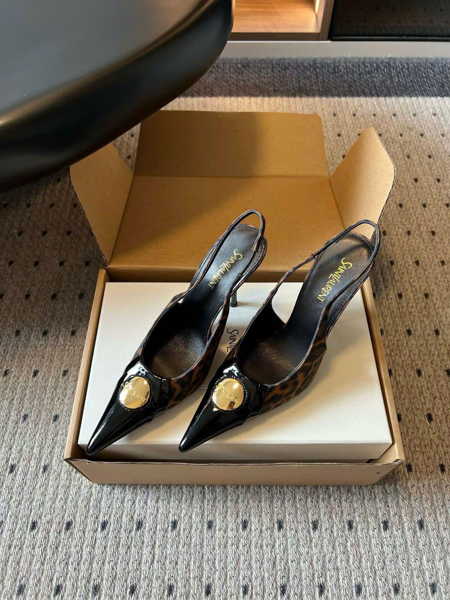 Saint Laurent L'entracte Slingback Pumps Shoes 10cm - Image 9