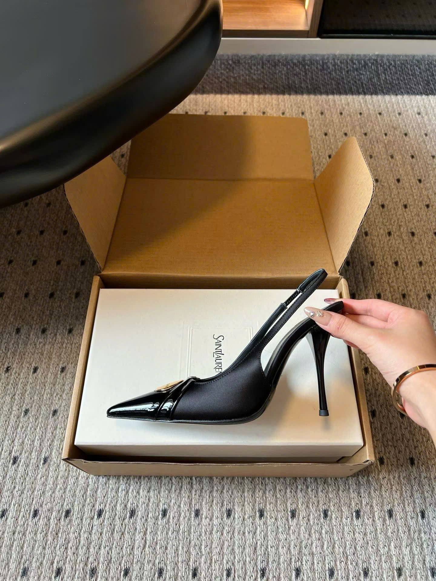 Saint Laurent L'entracte Slingback Pumps Shoes 10cm - Image 6
