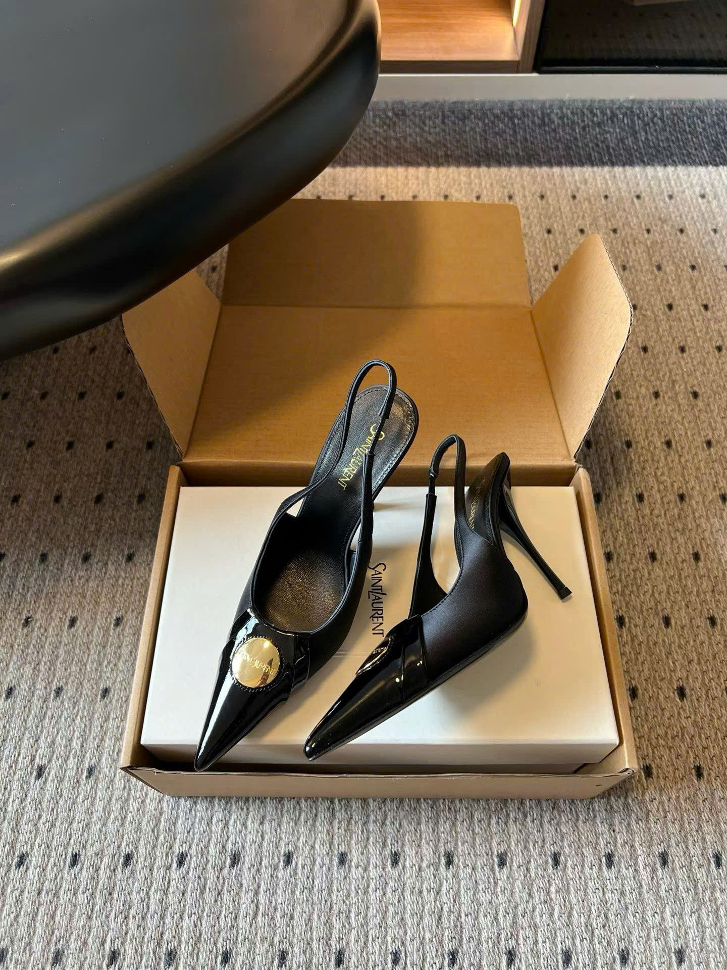 Saint Laurent L'entracte Slingback Pumps Shoes 10cm - Image 7