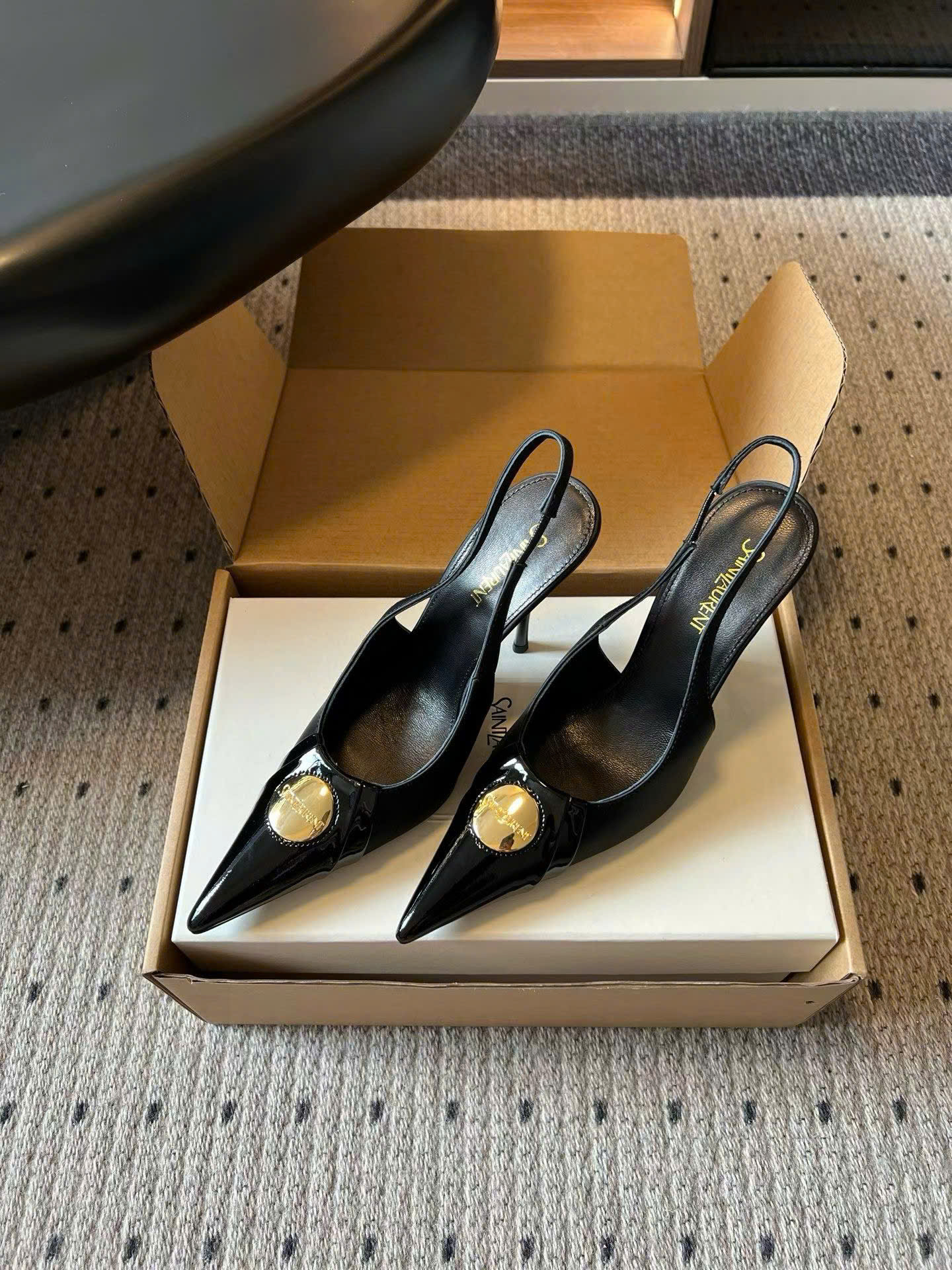 Saint Laurent L'entracte Slingback Pumps Shoes 10cm - Image 9