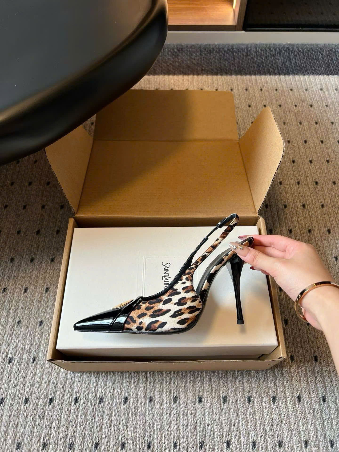 Saint Laurent L'entracte Slingback Pumps Shoes 10cm - Image 6