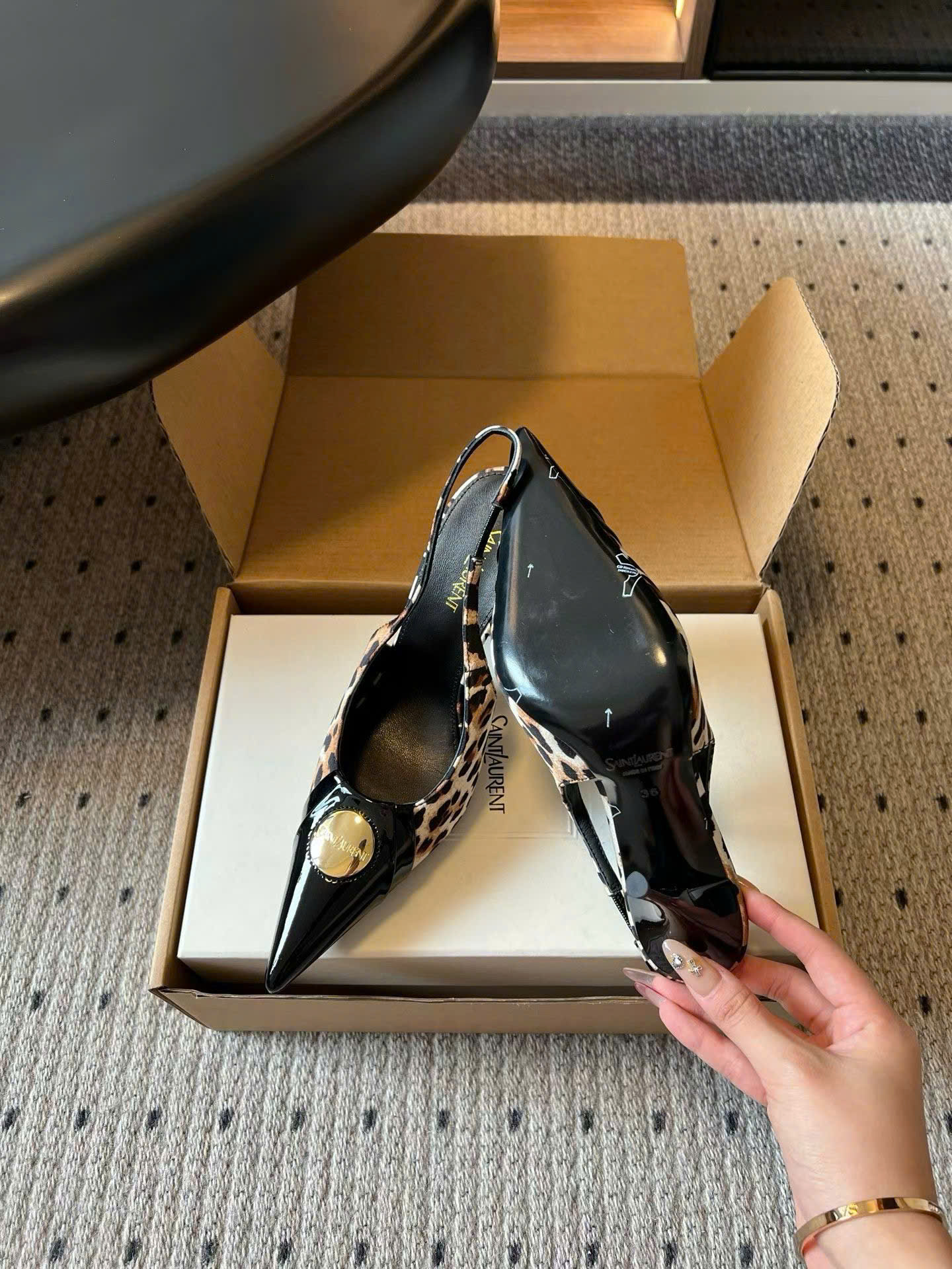 Saint Laurent L'entracte Slingback Pumps Shoes 10cm - Image 8