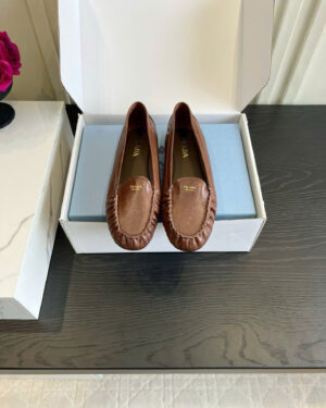 Prada Ruffled Suede Loafer Shoes