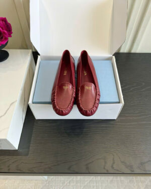 Prada Ruffled Suede Loafer Shoes