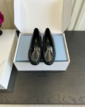 Prada Ruffled Suede Loafer Shoes